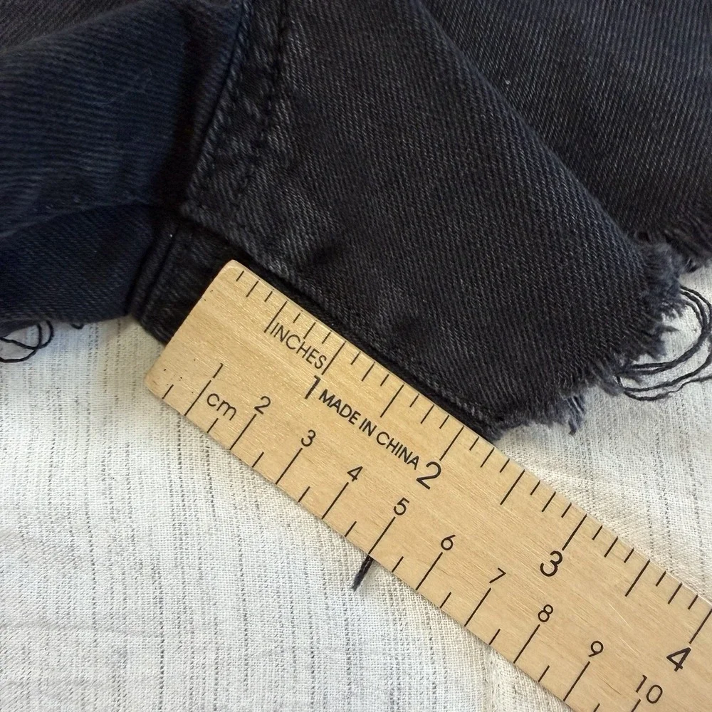 American Eagle Super High Rise Shortie Cut off Denim Shorts Black Sz‎ 6 Festival
